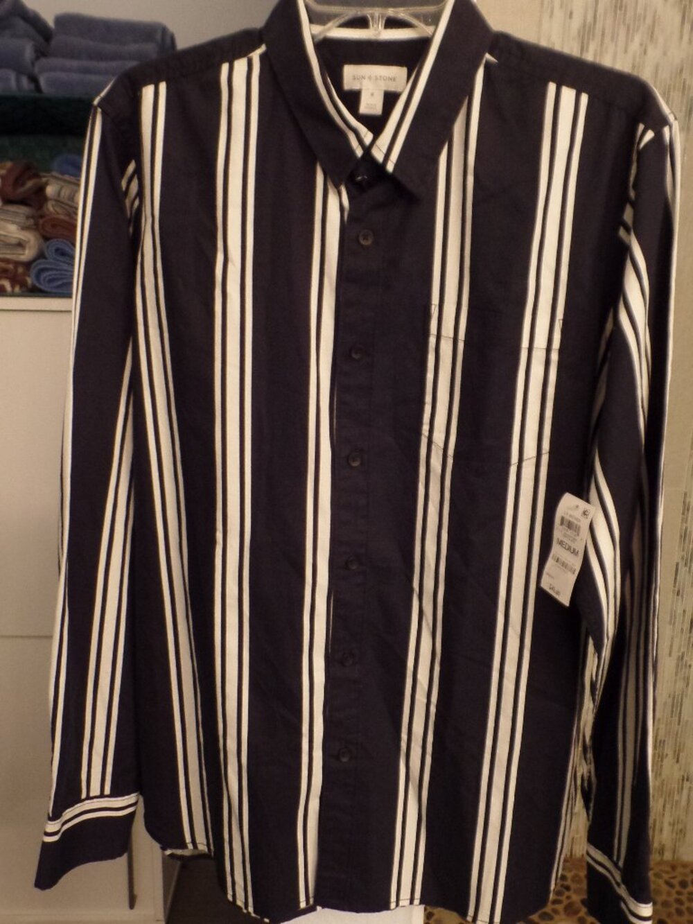 SUN + STONE Men's Long Sleeve Striped Shirt - NWT - Medium
